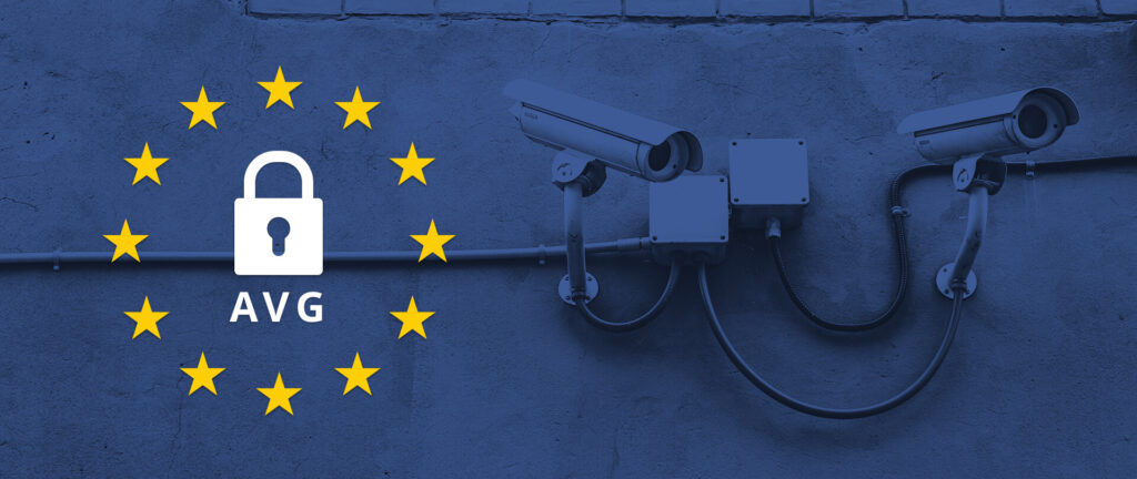 Beveiligingscamera's met symbool AVG met sterren