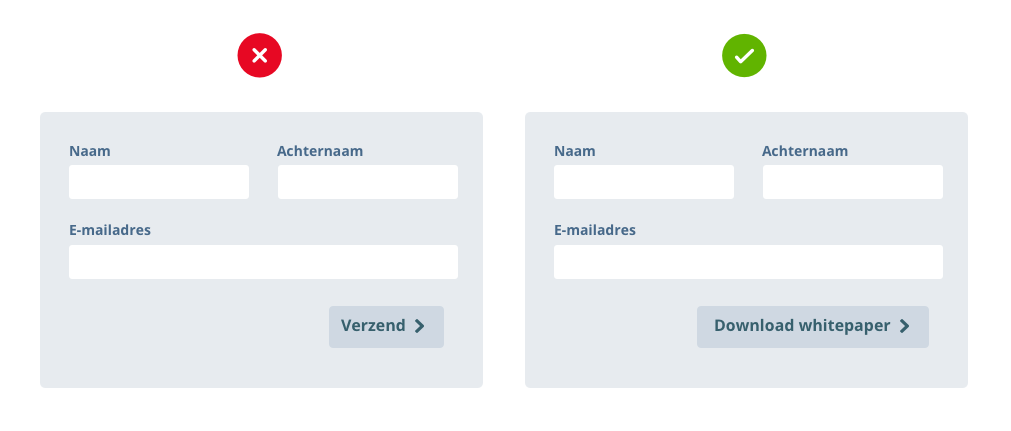 Nietszeggende call-to-action versus een call-to-action met meer context