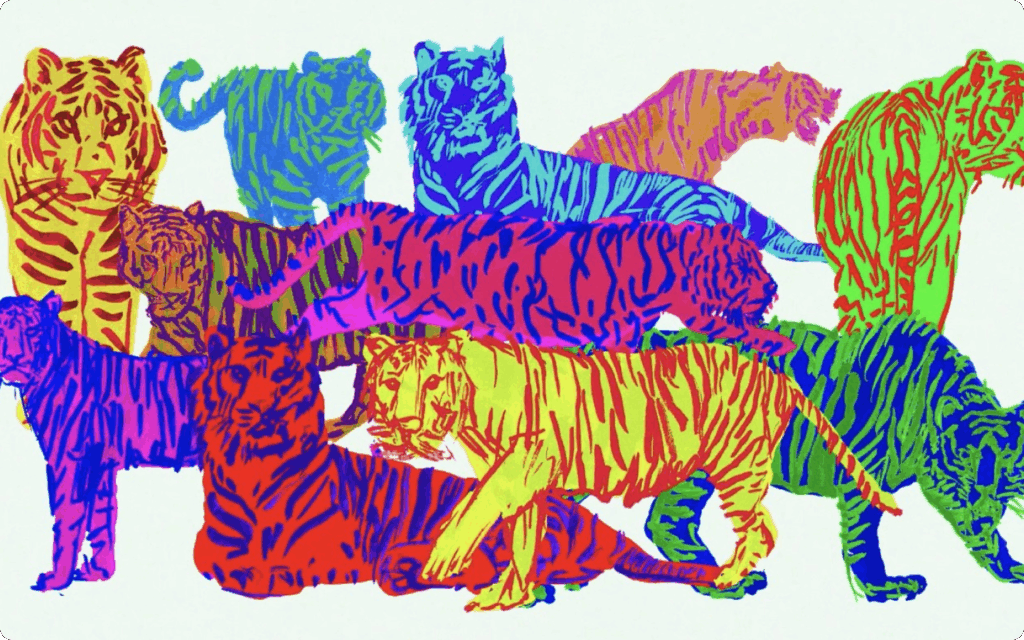 Diverse typen tijgers uit de 2023 campagne van IFFR.