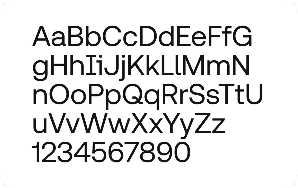 Het alfabet in het LL Aeonik font